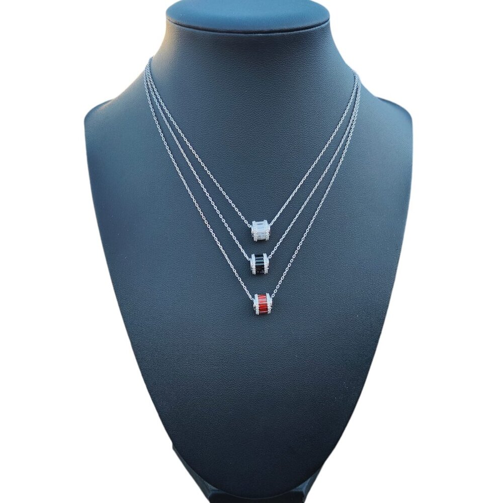 FREE SHIP 925 STERLING SILVER LV CLOVER ROLL BARRELL NECKLACE